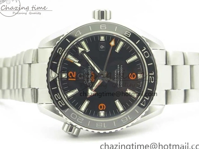 0306 Planet Ocean 600M Co-Axial GMT 43.5mm VSF 1:1 Best Edition Black Dial Orange Markers on SS Bracelet A8605 Super Clone Elegant 8024